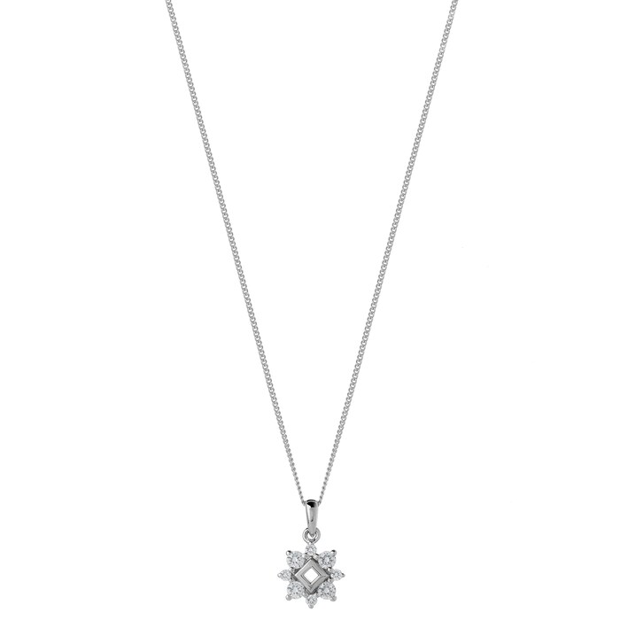 Goldsmiths 9ct White Gold 0.20ct Diamond Snowflake Pendant