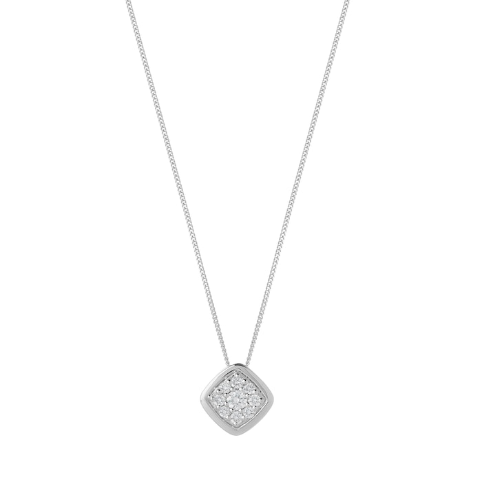 Goldsmiths 9ct White Gold 0.20ct Diamond Square Pendant