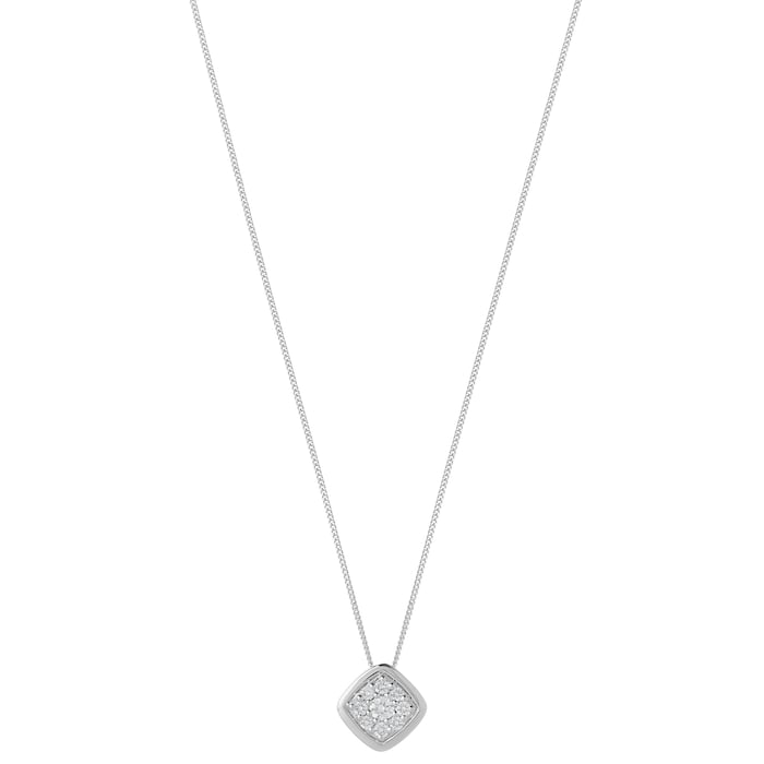 Goldsmiths 9ct White Gold 0.20ct Diamond Square Pendant