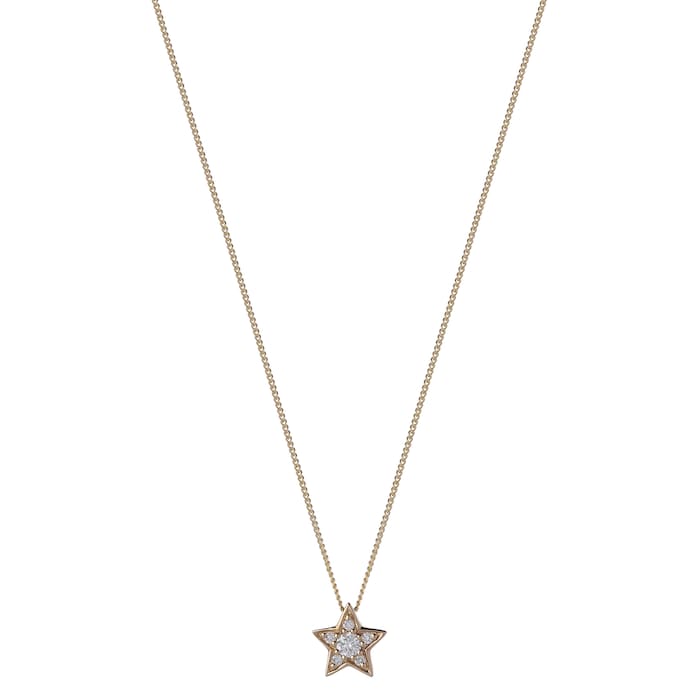 Goldsmiths 9ct Yellow Gold 0.10ct Diamond Star Pendant