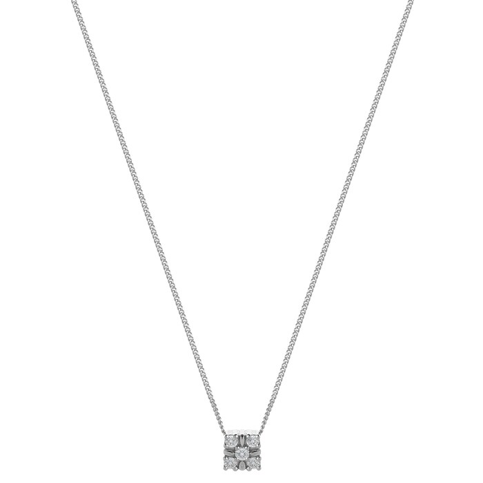 Goldsmiths 9ct White Gold 0.08ct Diamond Square Pendant