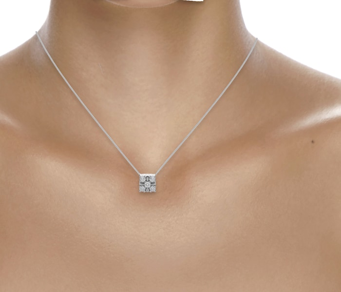 Goldsmiths 9ct White Gold 0.08ct Diamond Square Pendant