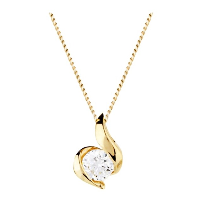 Goldsmiths 9ct Yellow Gold 0.15ct Wrapped In Love Goldsmiths Brightest Diamond Pendant