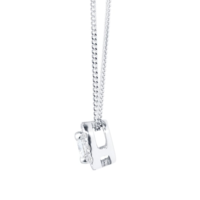 Goldsmiths 9ct White Gold 0.20ct Princess Cut Goldsmiths Brightest Diamond Halo Pendant