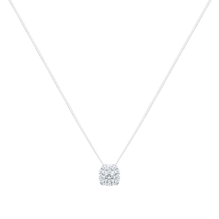 Goldsmiths 9ct White Gold 0.20ct Princess Cut Goldsmiths Brightest Diamond Halo Pendant