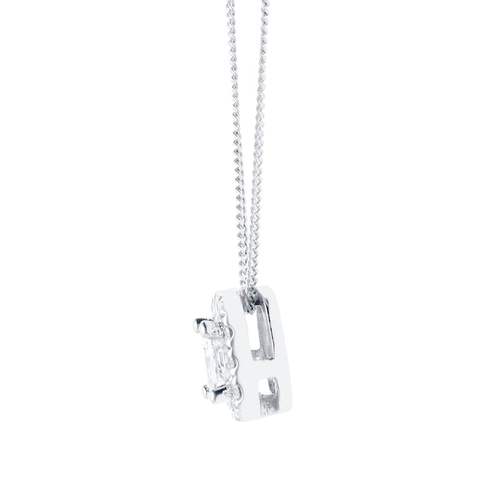 Goldsmiths 9ct White Gold 0.30ct Princess Cut Goldsmiths Brightest Diamond Halo Pendant