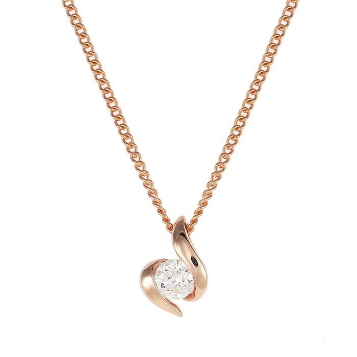 Goldsmiths 9ct Rose Gold 0.15ct Wrapped In Love Goldsmiths Brightest Diamond Pendant