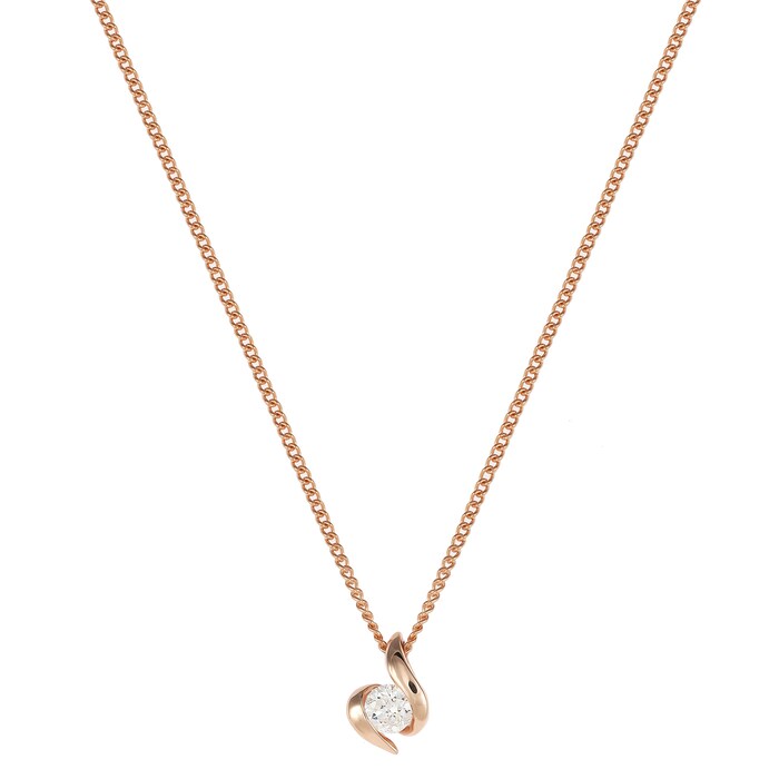 Goldsmiths 9ct Rose Gold 0.15ct Wrapped In Love Goldsmiths Brightest Diamond Pendant