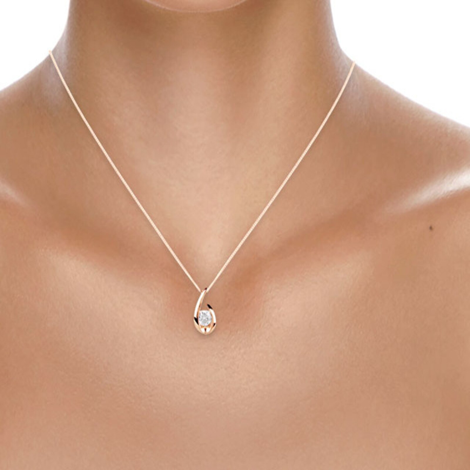 Goldsmiths 9ct Rose Gold 0.15ct Goldsmiths Brightest Diamond Swoop Pendant Goldsmiths 9ct Rose Gold 0.15ct Goldsmiths Brightest Diamond Swoop Pendant