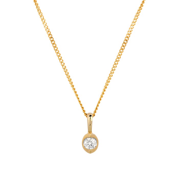 Goldsmiths 9ct Yellow Gold 0.10ct Tension Set Goldsmiths Brightest Diamond Pendant
