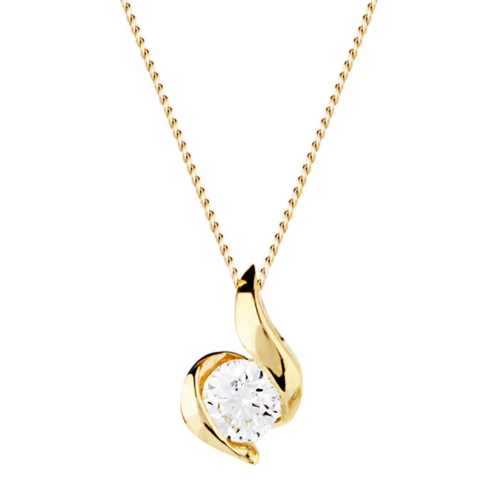 Goldsmiths 9ct Yellow Gold 0.10ct Wrapped In Love Goldsmiths Brightest Diamond Pendant