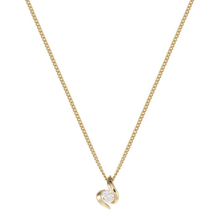 Goldsmiths 9ct Yellow Gold 0.10ct Wrapped In Love Goldsmiths Brightest Diamond Pendant