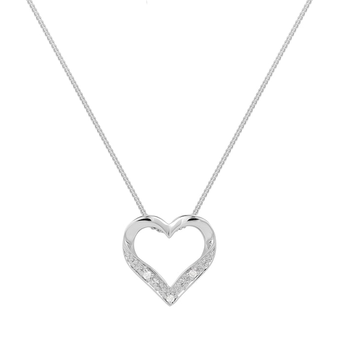 Goldsmiths 9ct White Gold Diamond Set Heart Pendant