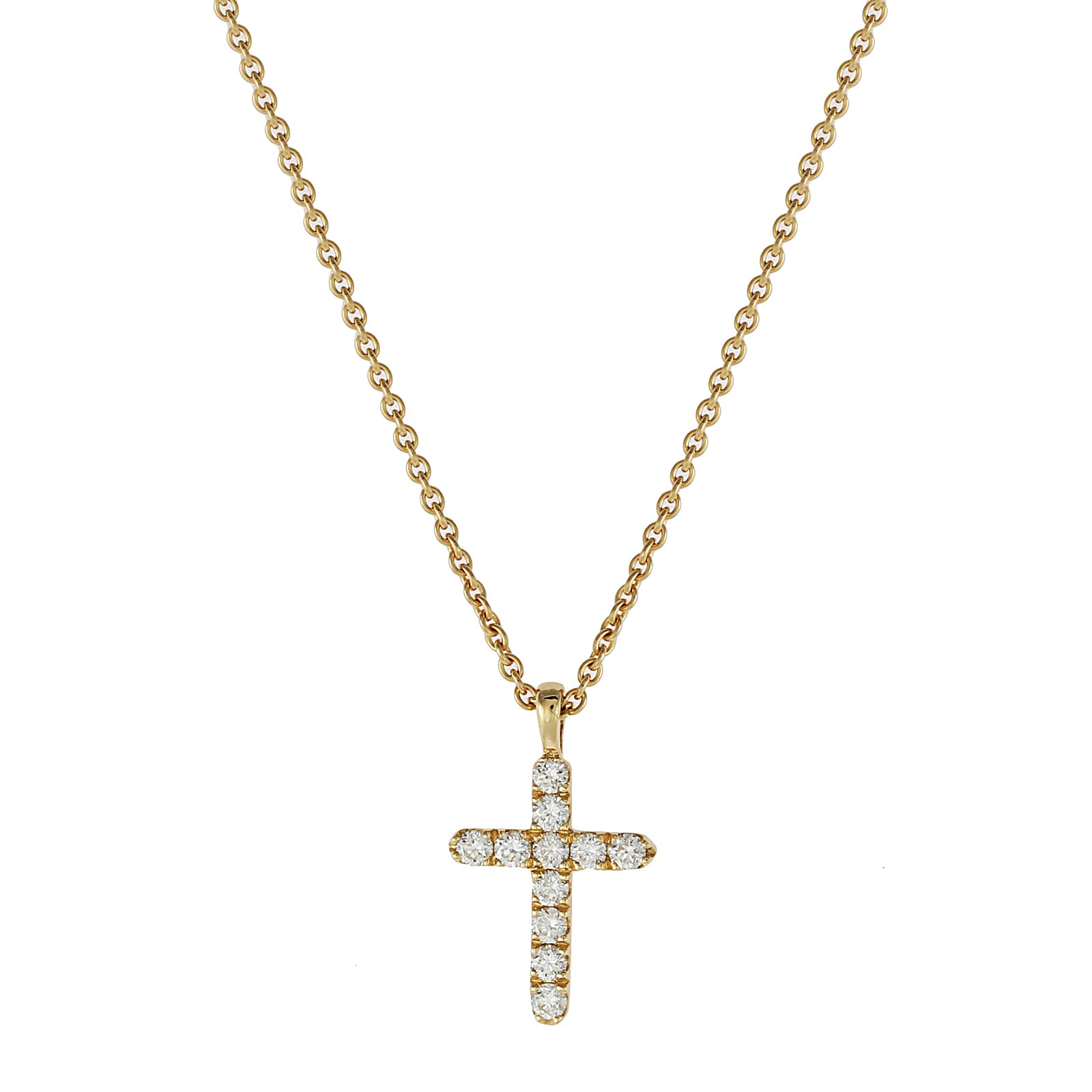 Mappin & Webb Fortune 18ct Yellow Gold 0.22ttw Diamond Cross Pendant