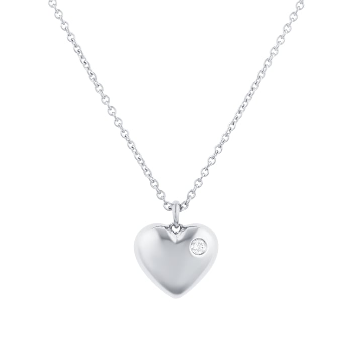 Mappin & Webb Fortune 18ct White Gold 0.03ct Diamond Heart Pendant