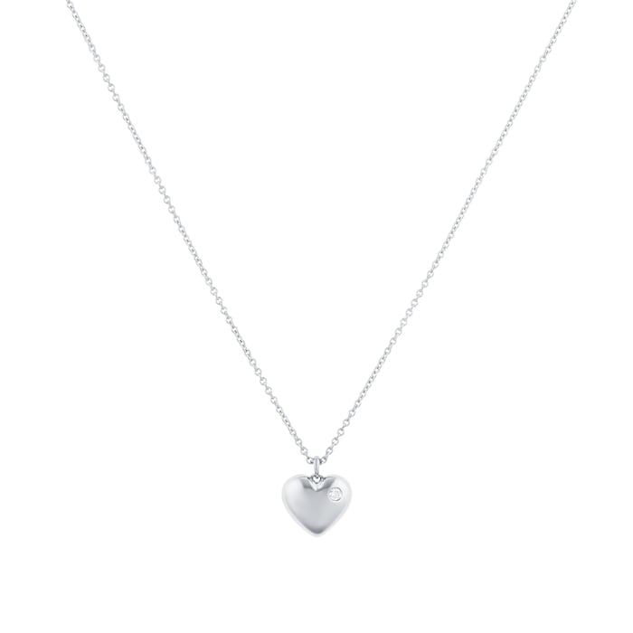 Mappin & Webb Fortune 18ct White Gold 0.03ct Diamond Heart Pendant