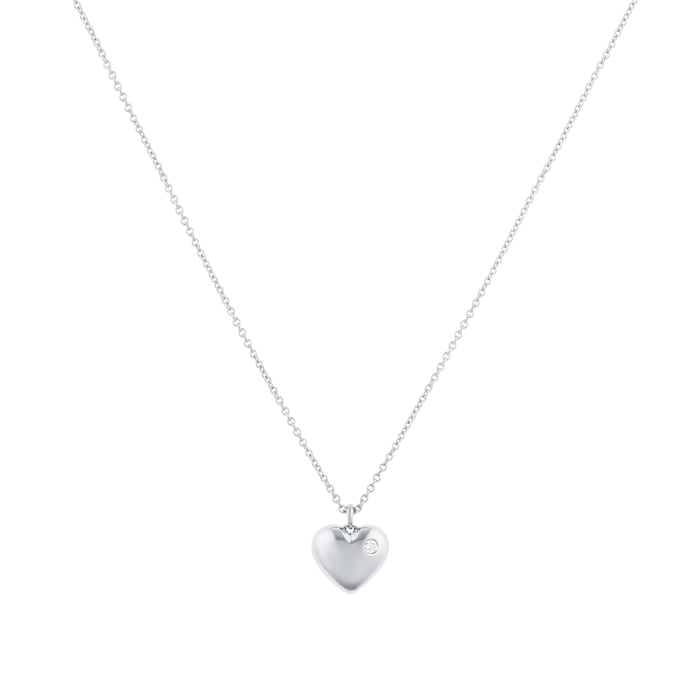 Mappin & Webb Fortune 18ct White Gold 0.03ct Diamond Heart Pendant