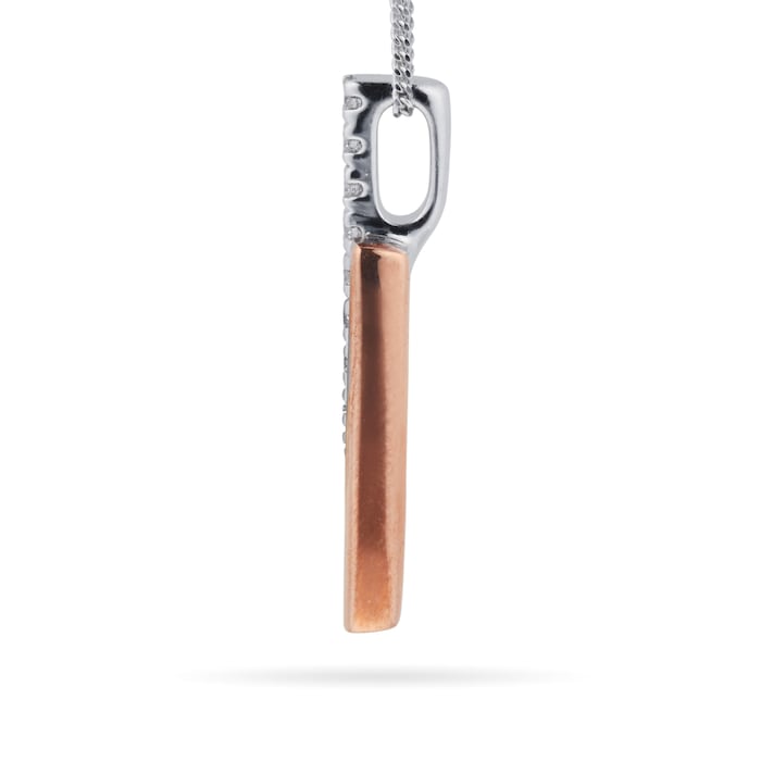 Goldsmiths 9ct White Gold & Rose Gold 0.10cttw Drop Bar Pendant