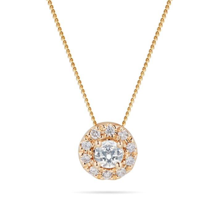 Goldsmiths 9ct Yellow Gold 0.20cttw Halo Pendant