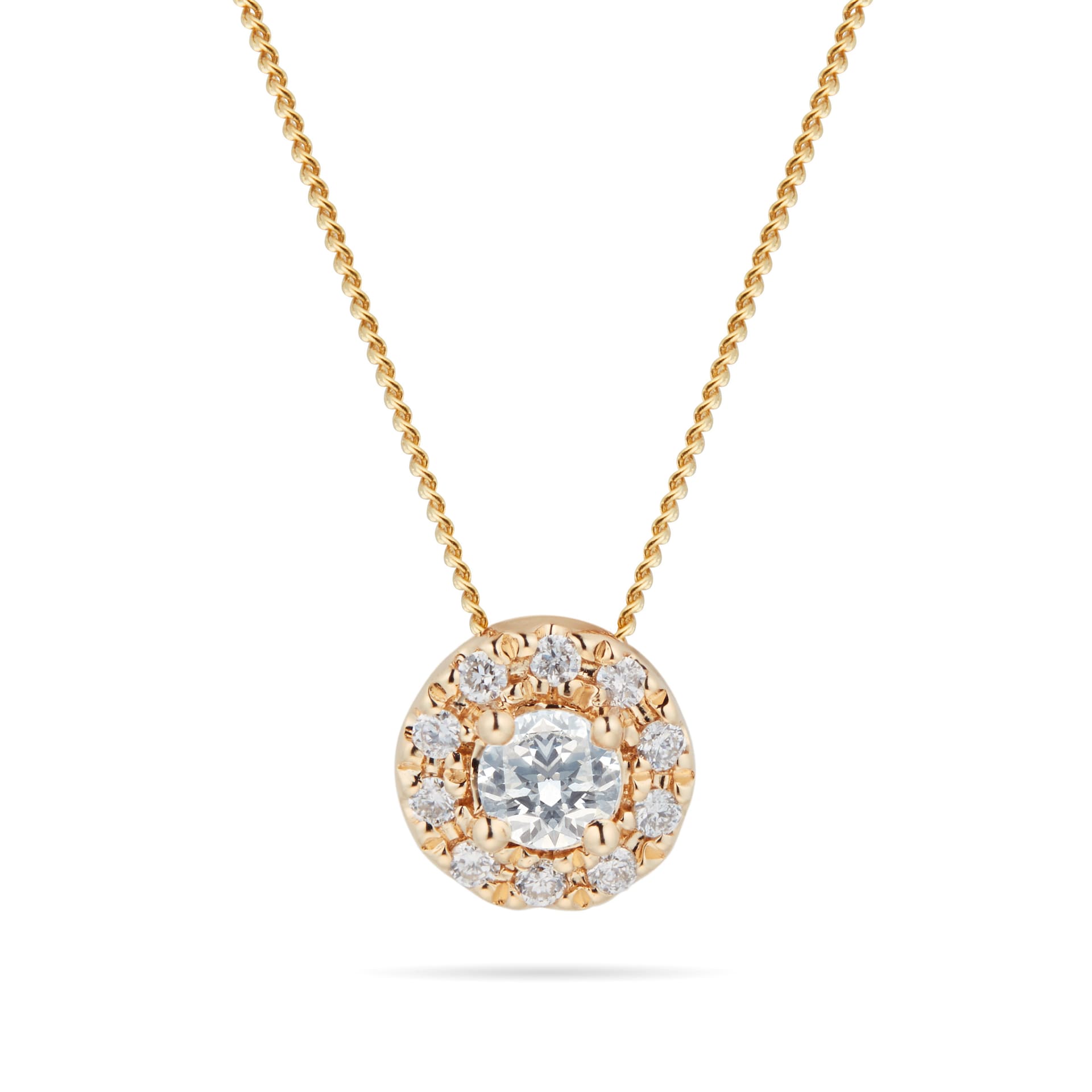 Goldsmiths 9ct Yellow Gold 0.20cttw Halo Pendant