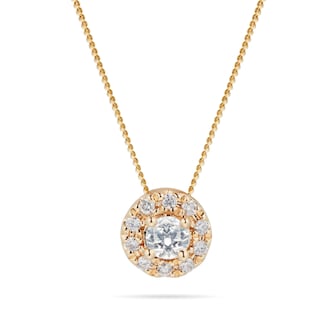 Goldsmiths 9ct Yellow Gold 0.20cttw Halo Pendant Goldsmiths 9ct Yellow Gold 0.20cttw Halo Pendant