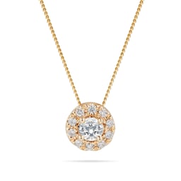 12143045 - 9ct Yellow Gold 0.20cttw Halo Pendant