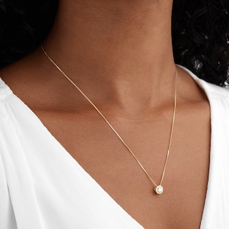 Goldsmiths 9ct Yellow Gold 0.20cttw Halo Pendant Goldsmiths 9ct Yellow Gold 0.20cttw Halo Pendant