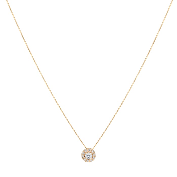 Goldsmiths 9ct Yellow Gold 0.20cttw Halo Pendant