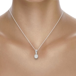 Goldsmiths 9ct White Gold 0.10cttw Bezel Set Illusion Pendant