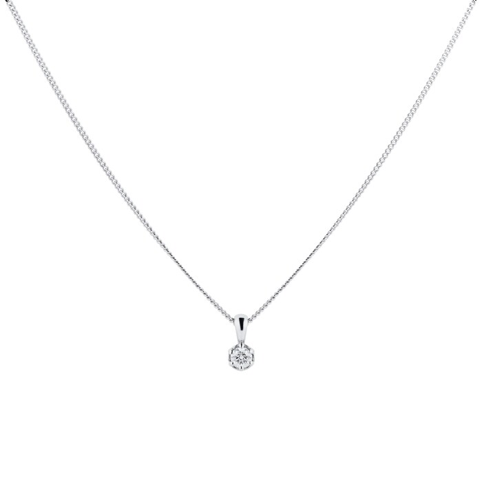 Goldsmiths 9ct White Gold 0.10cttw Bezel Set Illusion Pendant