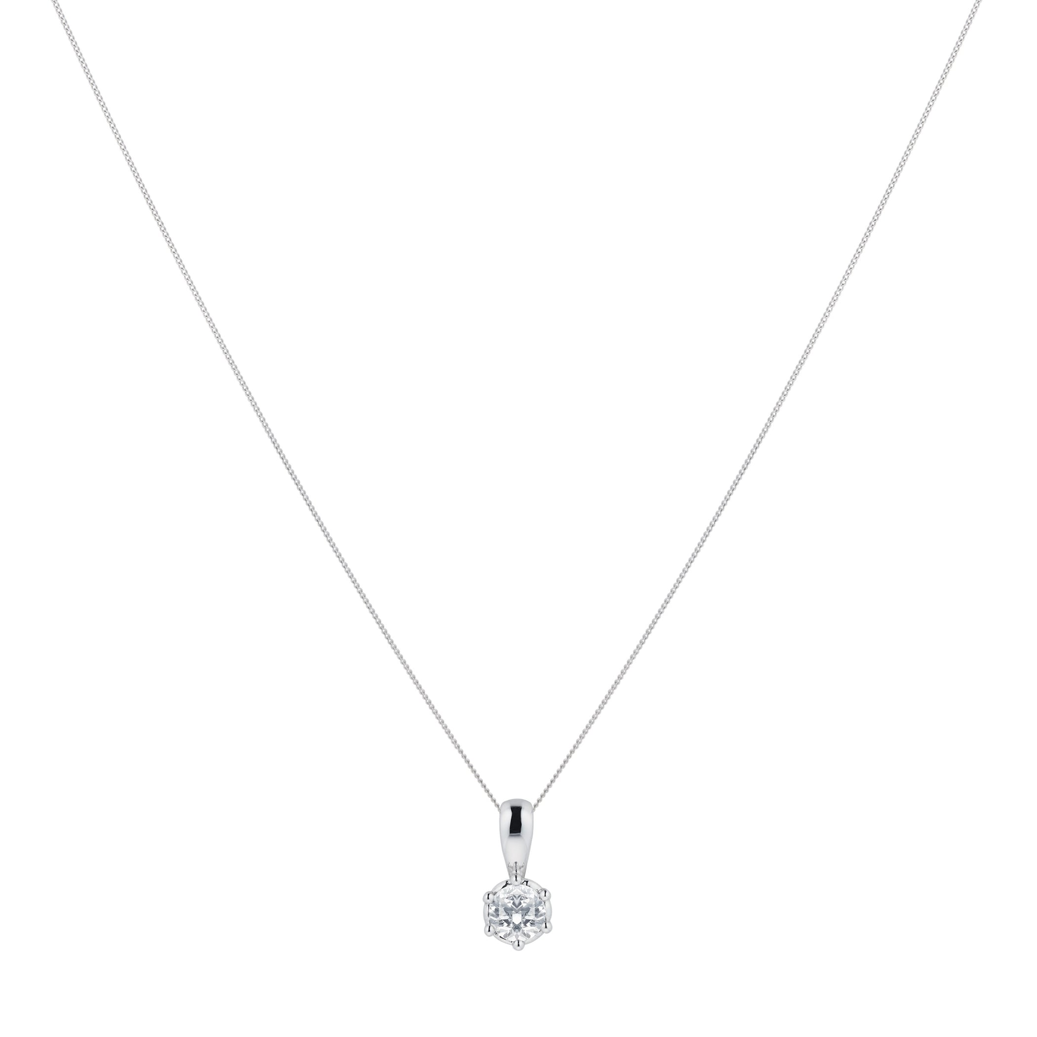 Goldsmiths 9ct White Gold 0.20cttw Bezel Set Illusion Pendant Goldsmiths 9ct White Gold 0.20cttw Bezel Set Illusion Pendant