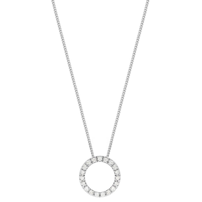 Goldsmiths 9ct White Gold 0.15ct Diamond Circle Necklace