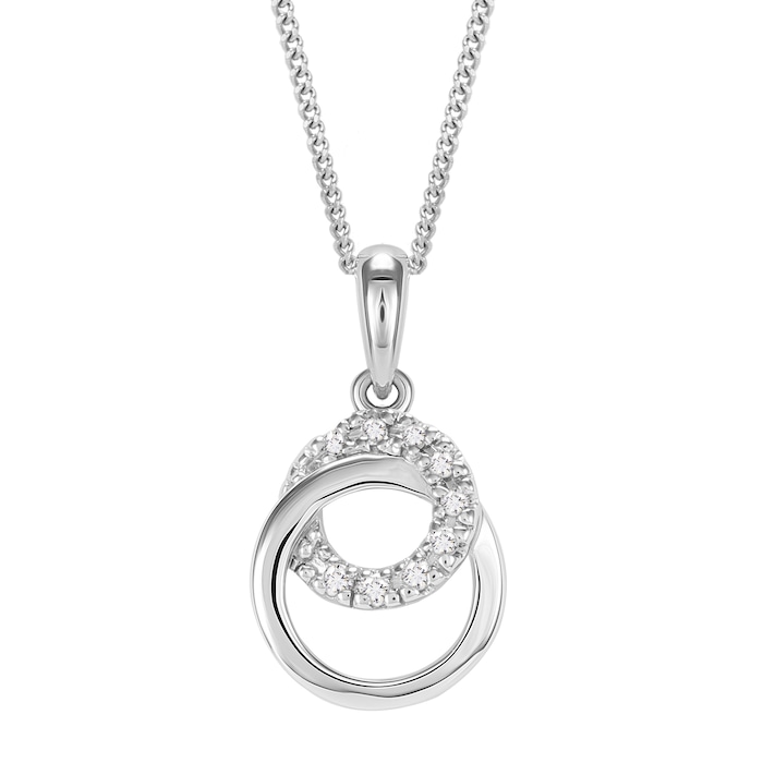 Goldsmiths 9ct White Gold 0.10ct Diamond Pendant and Earring Set