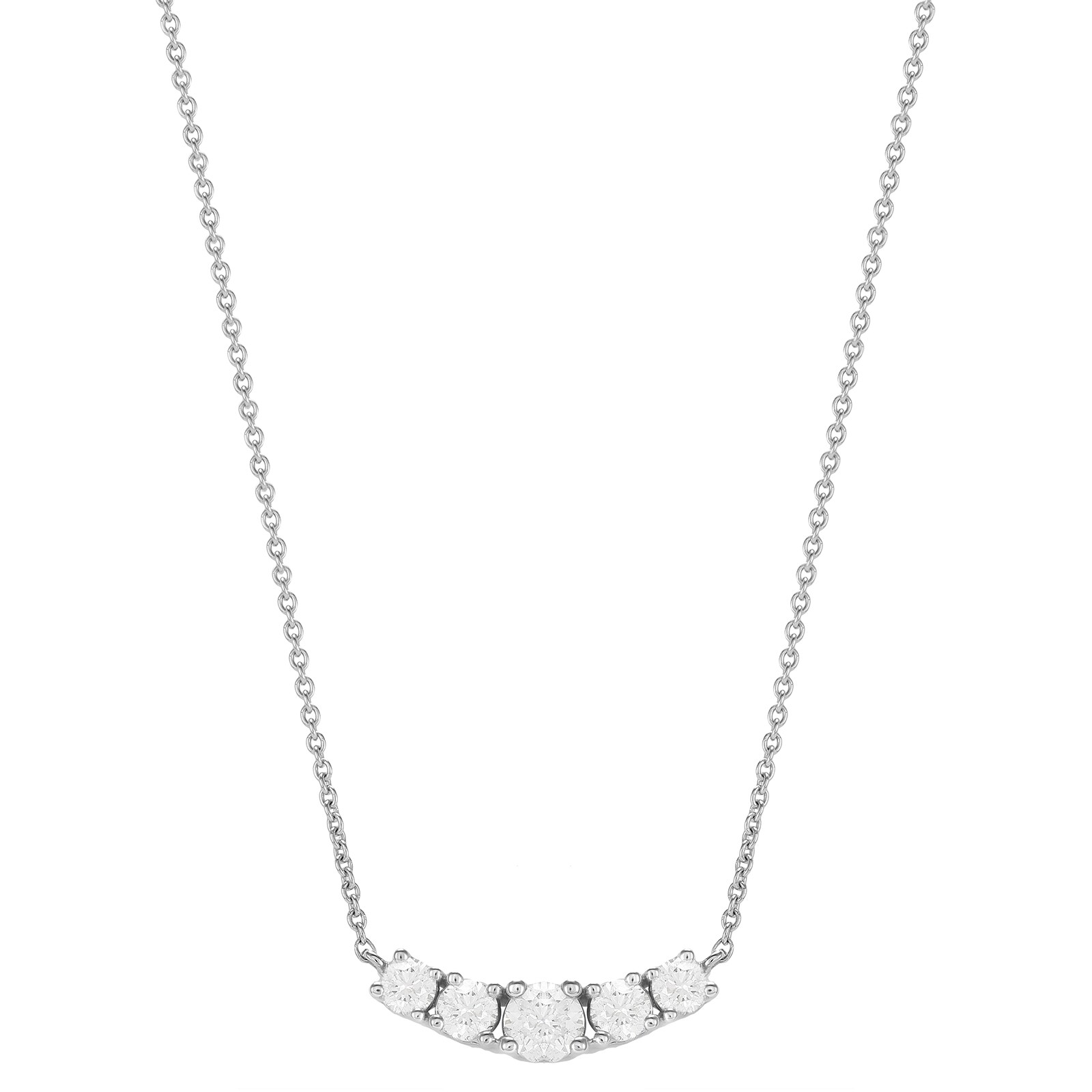 Goldsmiths 18ct White Gold 0.80ct 5 Stone Diamond Necklace