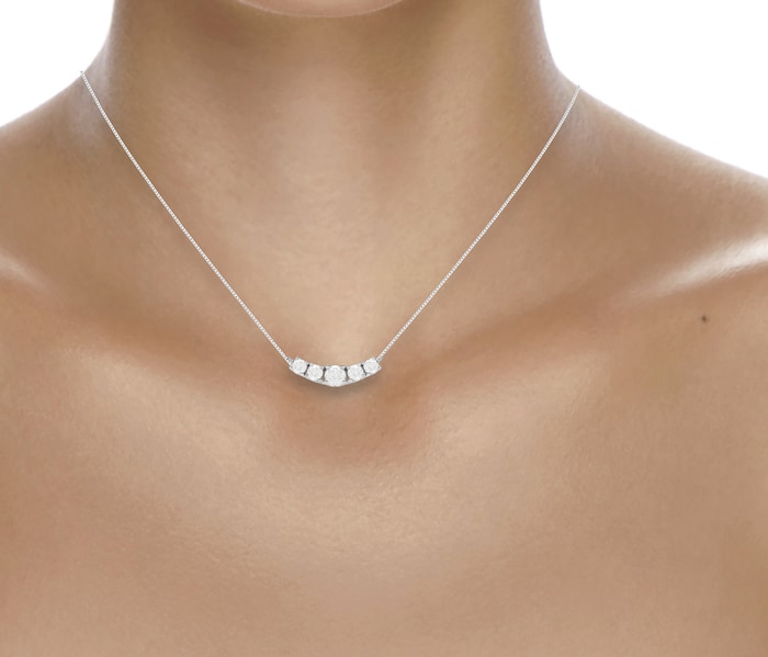 Goldsmiths 18ct White Gold 0.80ct 5 Stone Diamond Necklace