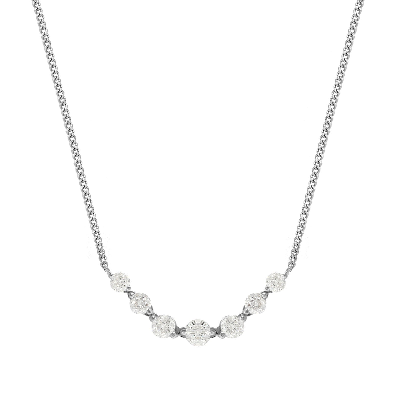 18ct White Gold 1.00ct 7 Stone Diamond Necklace