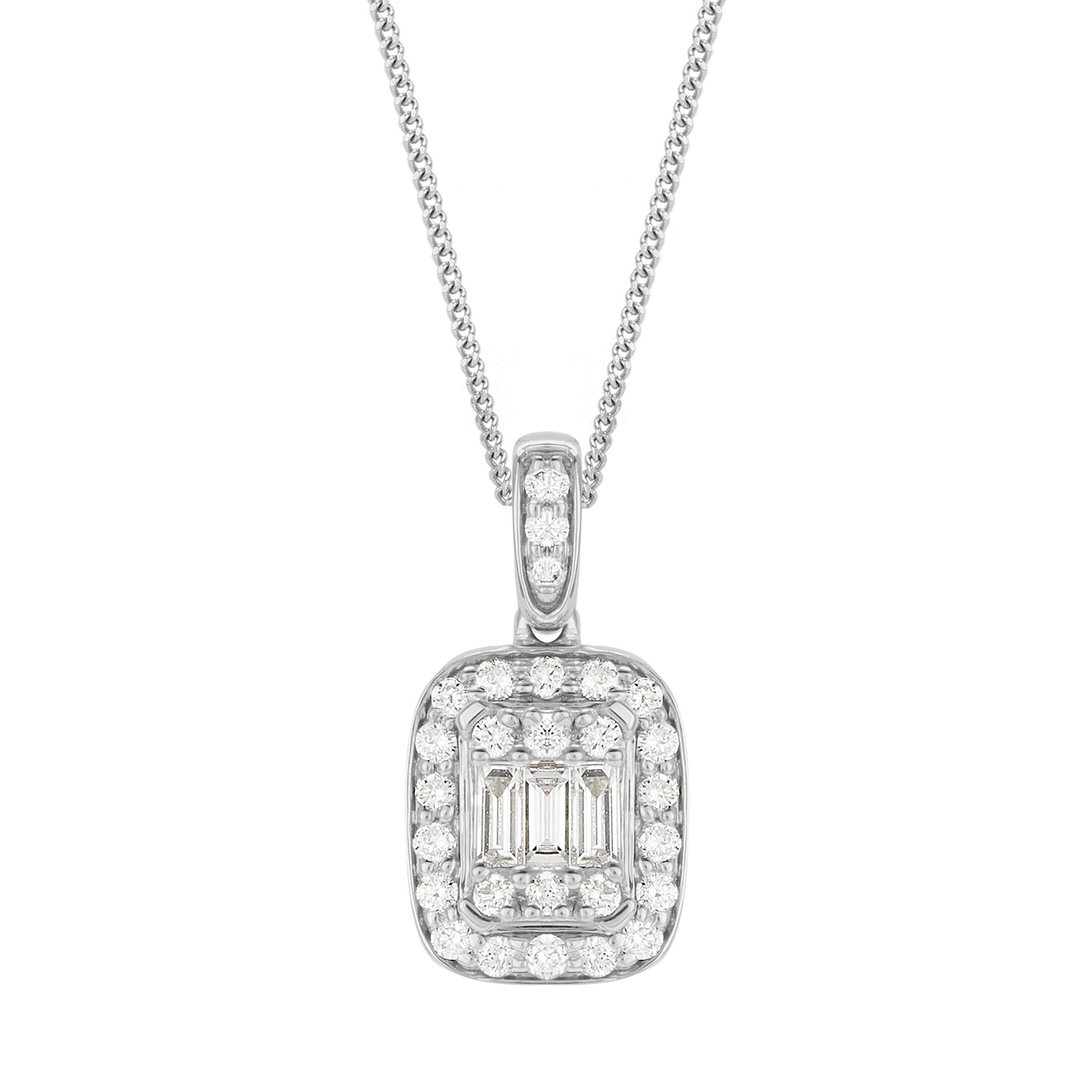 Goldsmiths 9ct White Gold 0.26cttw Mixed Cut Diamond Pendant