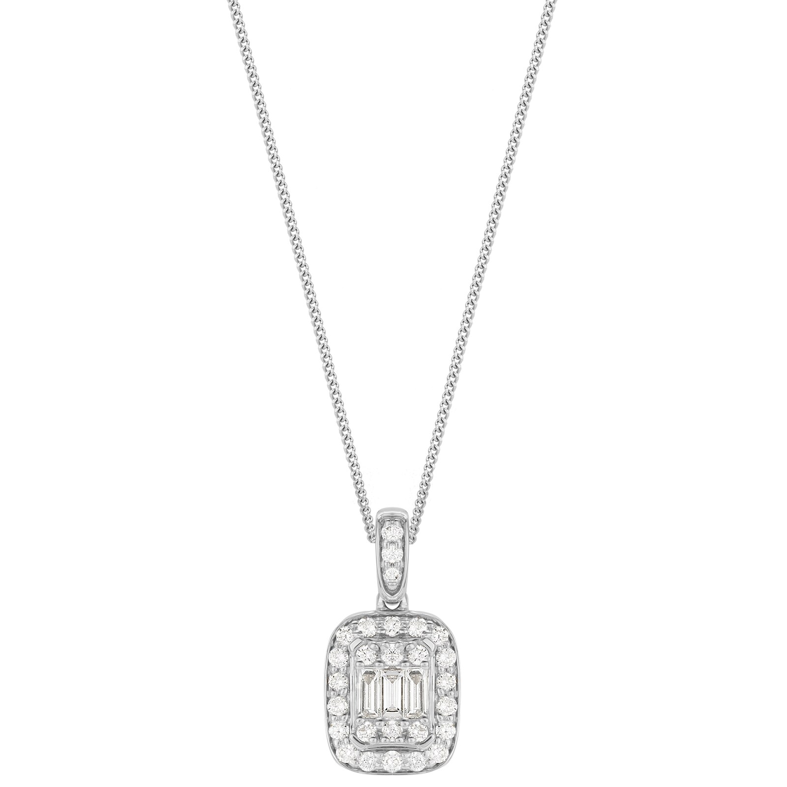 Goldsmiths 9ct White Gold 0.26cttw Mixed Cut Diamond Pendant