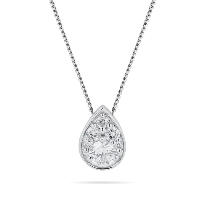 Goldsmiths 9ct White Gold 0.20cttw Round Pear Shape Pendant