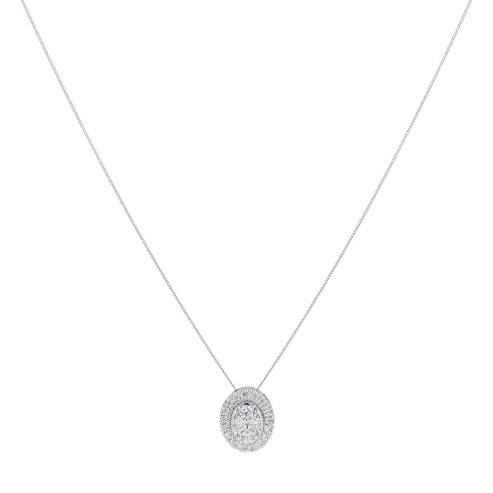 Goldsmiths 9ct White Gold 0.20cttw Round Oval Shape Pendant