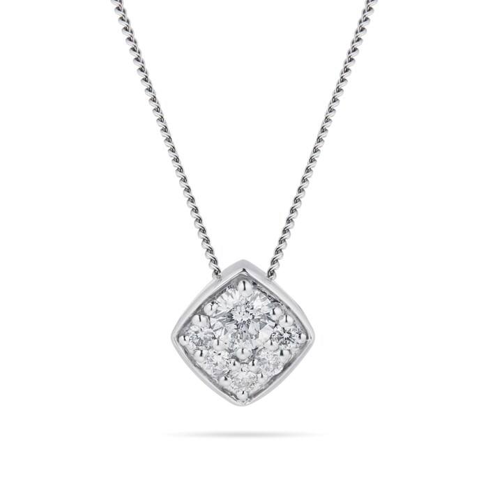 Goldsmiths 9ct White Gold 0.20cttw Round Square Shape Pendant