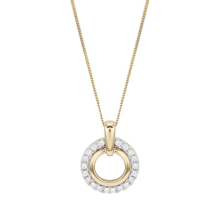 Goldsmiths 9ct Bicolour Gold 0.25cttw Double Circle Pendant