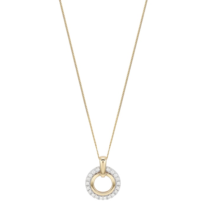 Goldsmiths 9ct Bicolour Gold 0.25cttw Double Circle Pendant