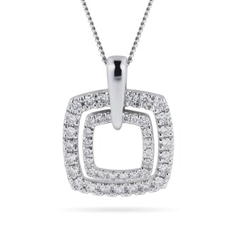 Goldsmiths 9ct White Gold 0.30cttw Double Cushion Pendant
