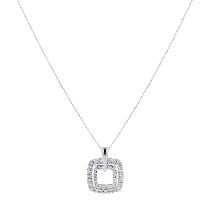 Goldsmiths 9ct White Gold 0.30cttw Double Cushion Pendant