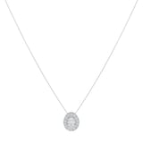 Goldsmiths 18ct White Gold 0.50cttw Oval Cut Halo Pendant