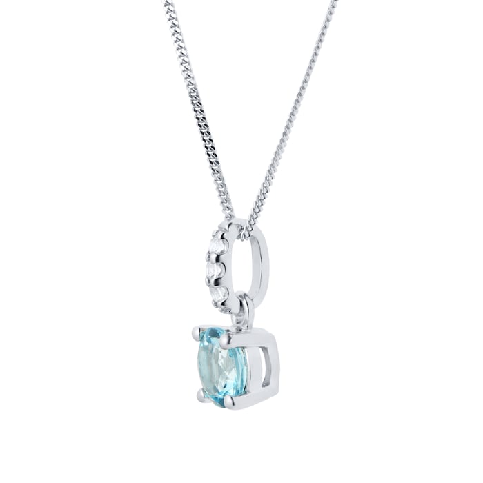 Goldsmiths 9ct White Gold Blue & White Topaz Pendant