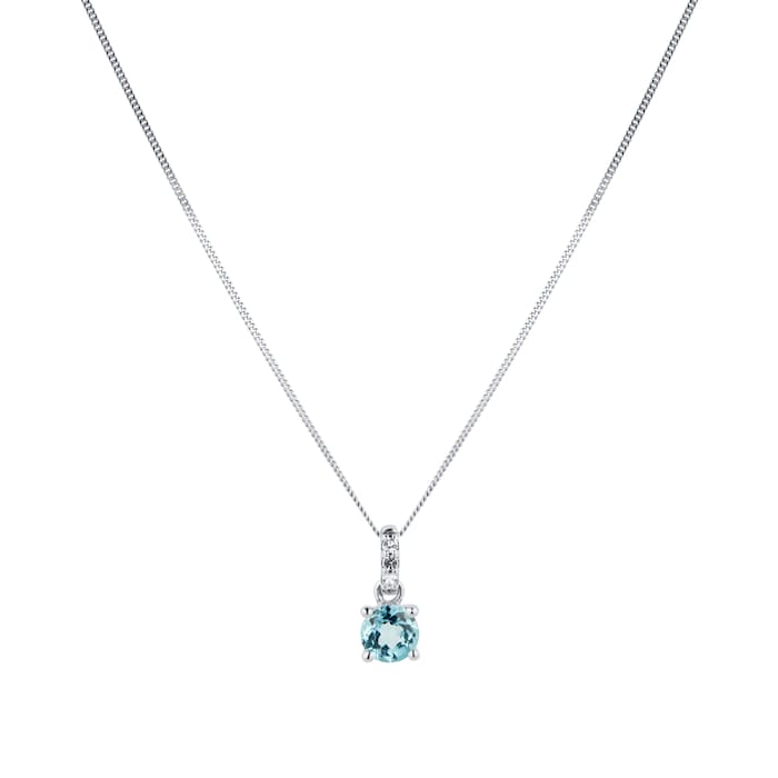 Goldsmiths 9ct White Gold Blue & White Topaz Pendant