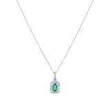Goldsmiths 9ct White Gold Emerald and Diamond Halo Pendant