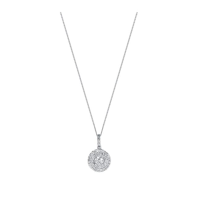 Goldsmiths 18 Carat White Gold 0.50 Carat Total Weight Halo Pendant